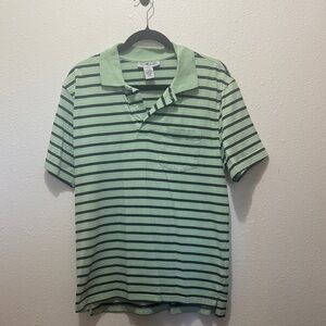 Sun River Green Striped Polo Shirt, Size M
